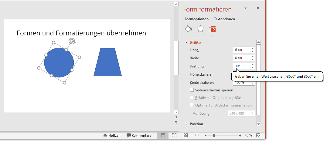 3D-Darstellung: Form drehen